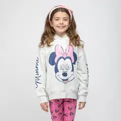 DISNEY - Poleron Niña Minnie Letras Brazo Gris