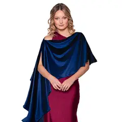 MARIA PASKARO - Tapado Capa Multiforma Catania Azul Terciopelo - Azul