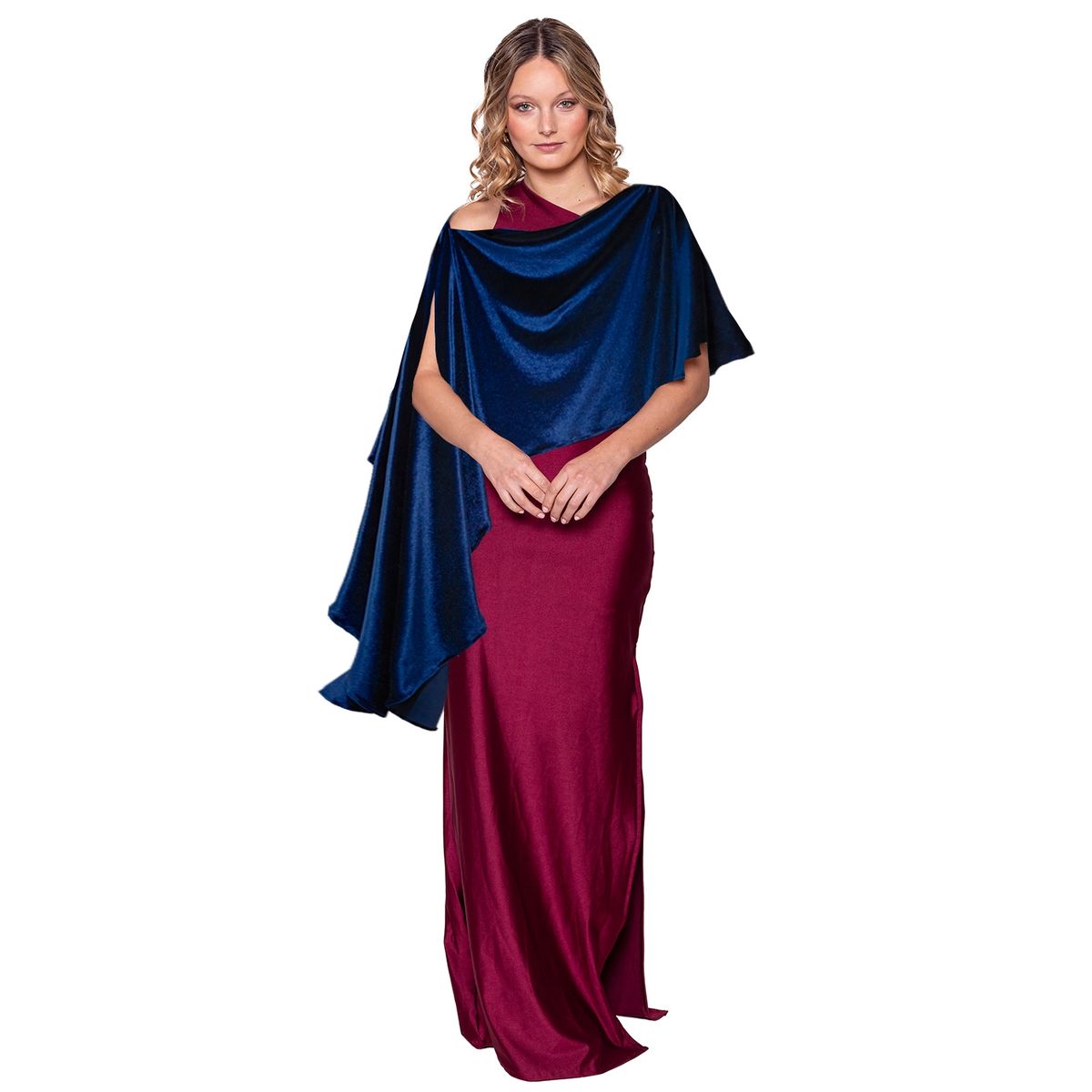 MARIA PASKARO - Tapado Capa Multiforma Catania Azul Terciopelo Maria Paskaro - Azul