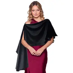 MARIA PASKARO - Tapado Capa Multiforma Catania Negro Terciopelo - Negro