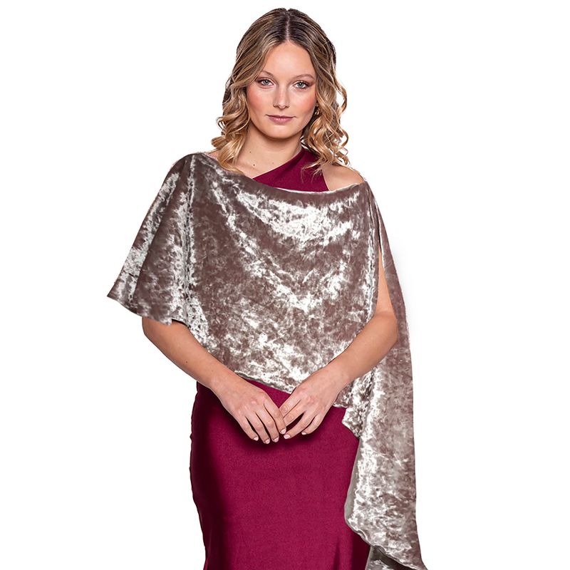 MARIA PASKARO - Tapado Capa Multiforma Catania Beige Jaspeado Terciopelo Maria Paskaro - Beige