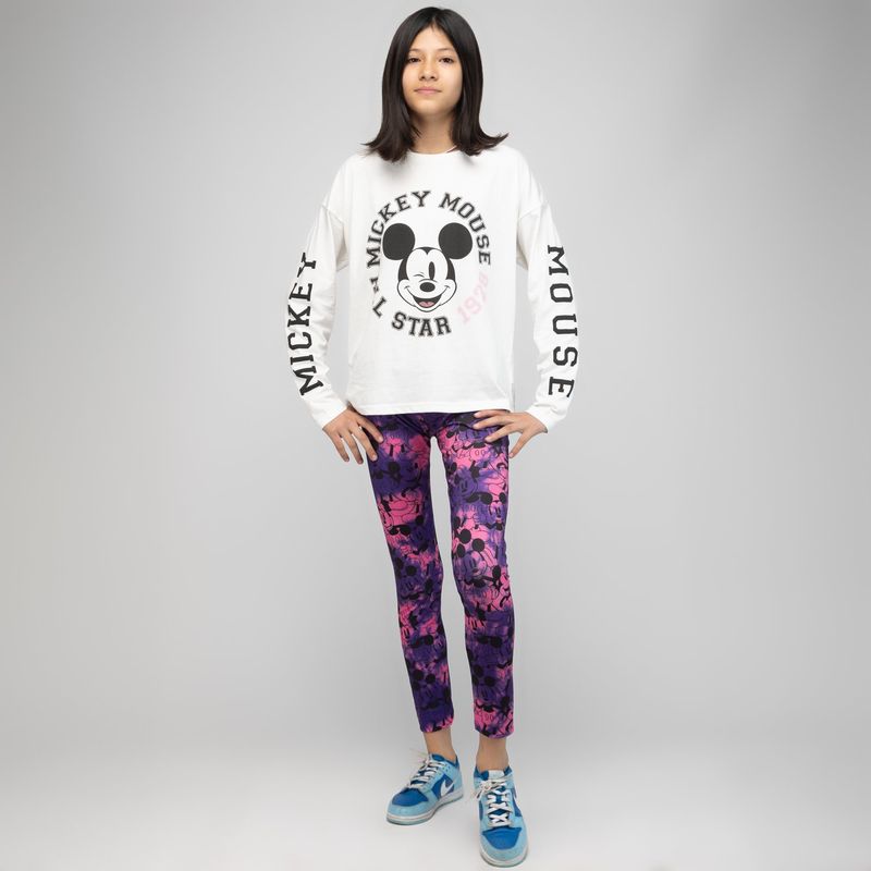 DISNEY - Polera Manga Larga Niña Mickey Mangas Blanco Disney