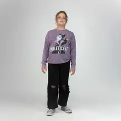 DISNEY - Polera Manga Larga Niña Villanas Malefica Fucsia