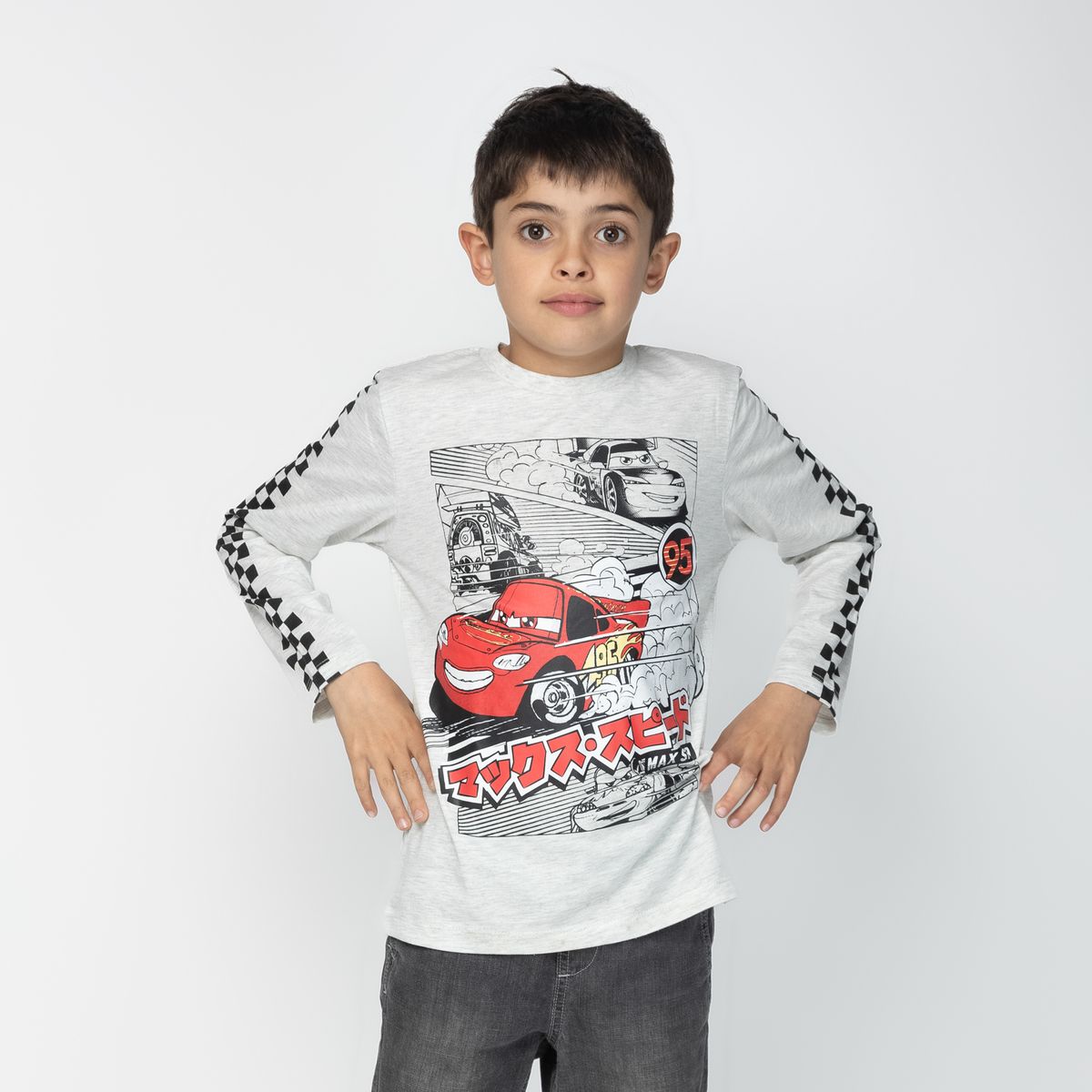 DISNEY - Polera Manga Larga Niño Cars Revista Blanco Cars