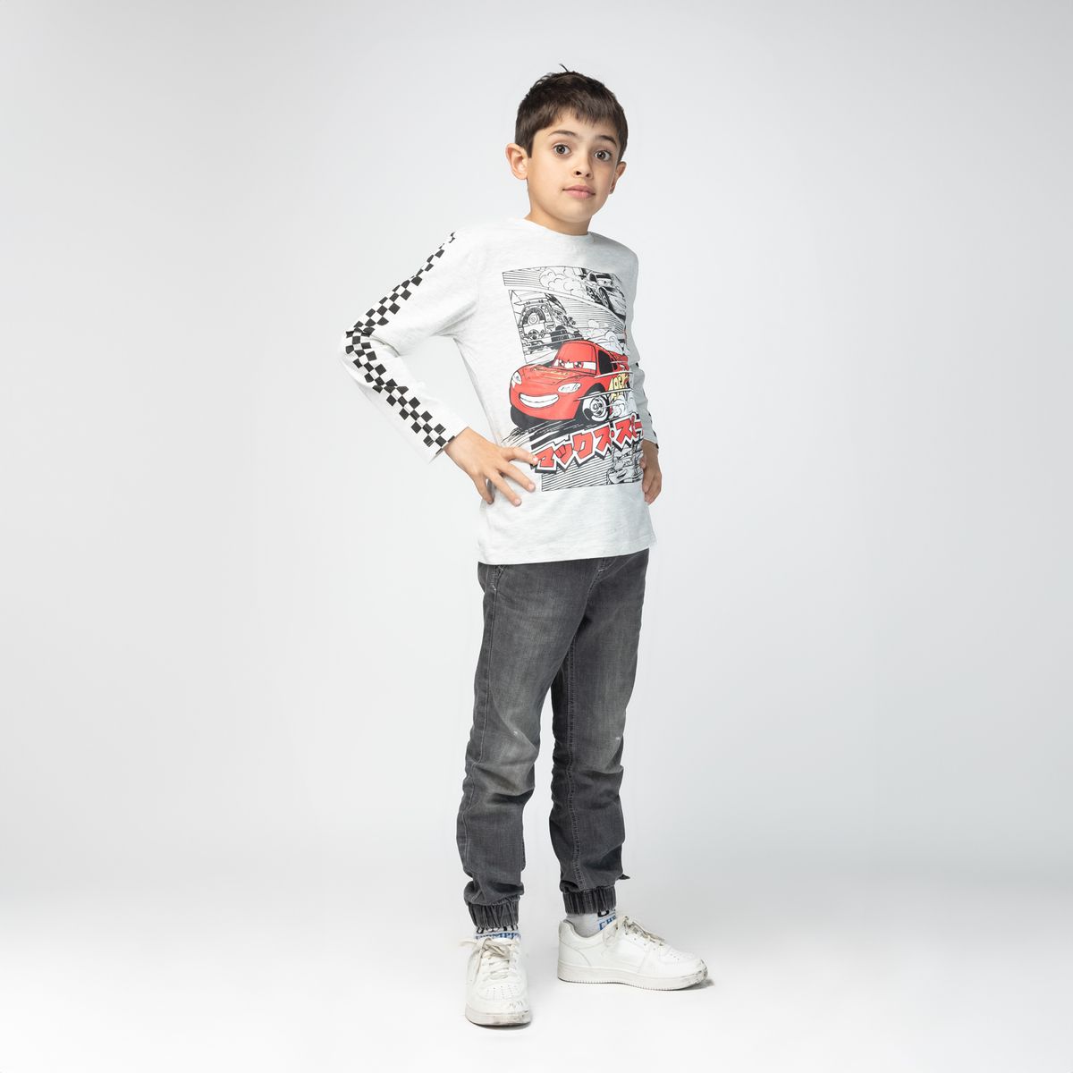 DISNEY - Polera Manga Larga Niño Cars Revista Blanco Cars