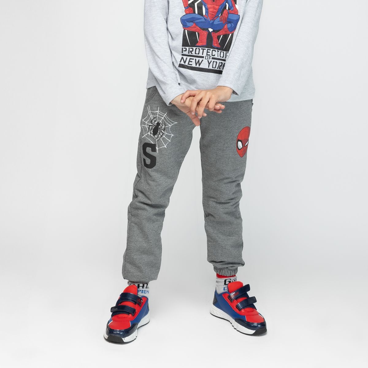MARVEL - Pantalon De Buzo Niño Spiderman Letra Gris Marvel