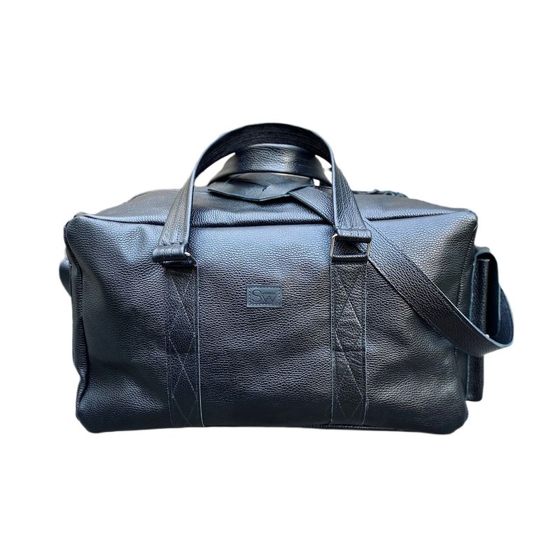 GENERICO - Bolso de cuero negro aperos con correa desmontable