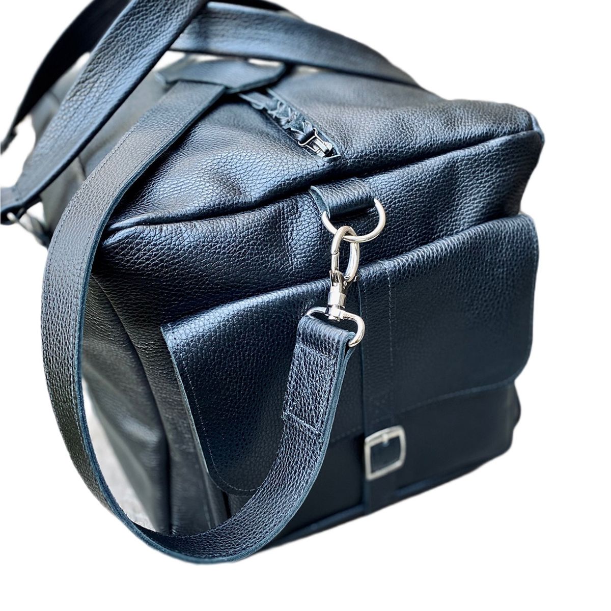 GENERICO - Bolso de cuero negro aperos con correa desmontable