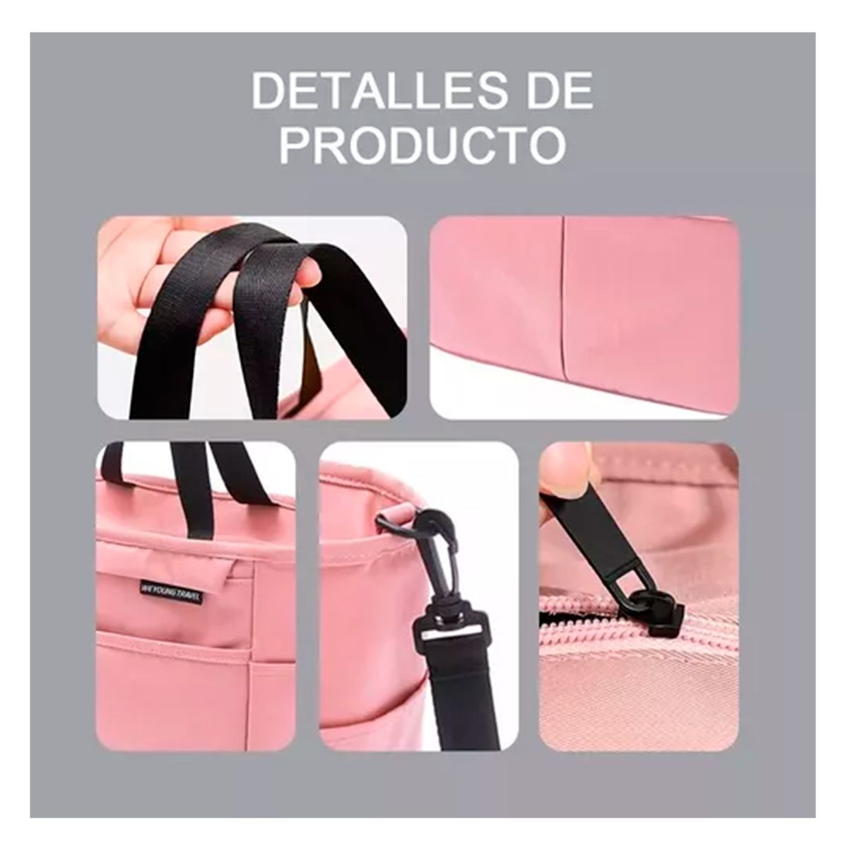 GENERICO - Bolsa Lonchera Térmica Gran Capacidad Con Correa Rosa