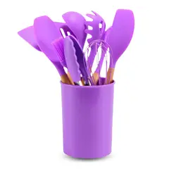 SANTU HOME & DECO - Set 11 Utensilios De Cocina Antiadherentes De Silicona Morado