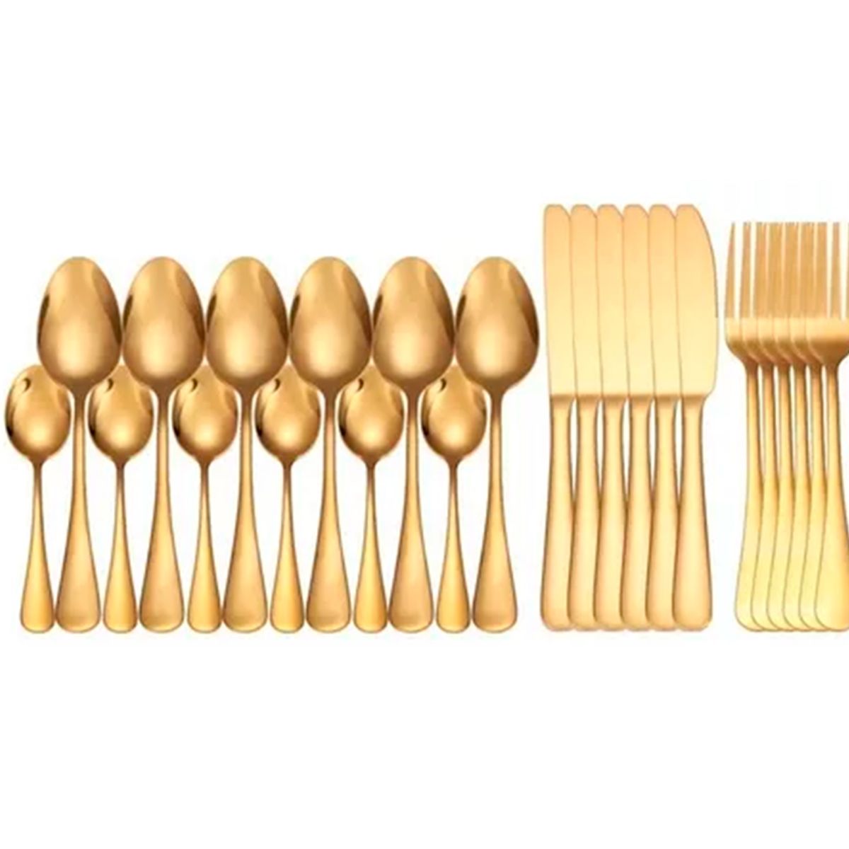 GENERICO - Set De Servicios Acero Inoxidable Dorado 24 Pzs