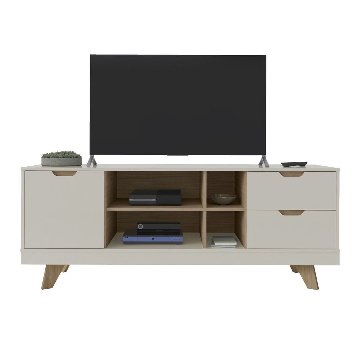 RODLER - Rack TV 65" Michigan Beige y Café Oscuro