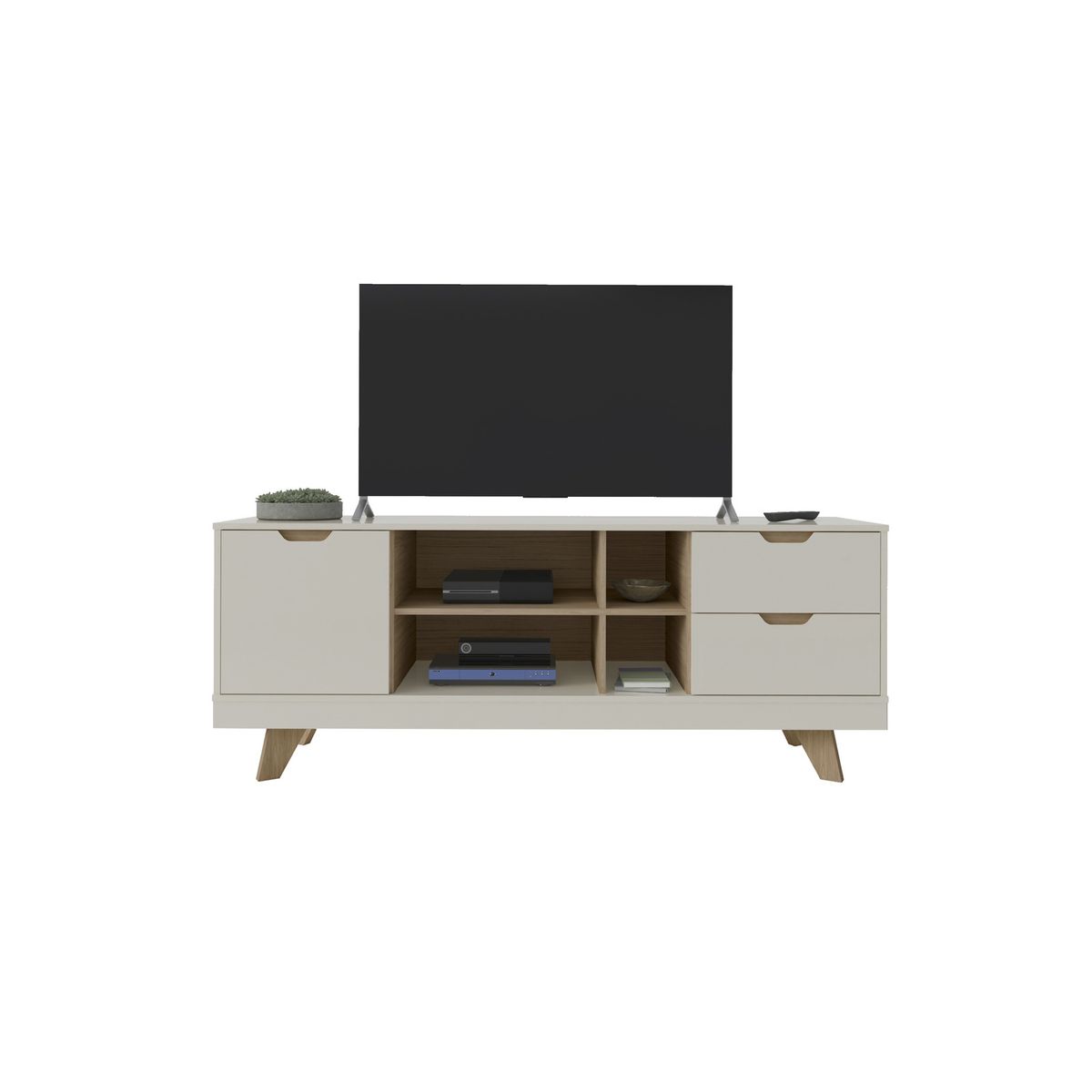 RODLER - Rack TV 65" Michigan Beige y Café Oscuro