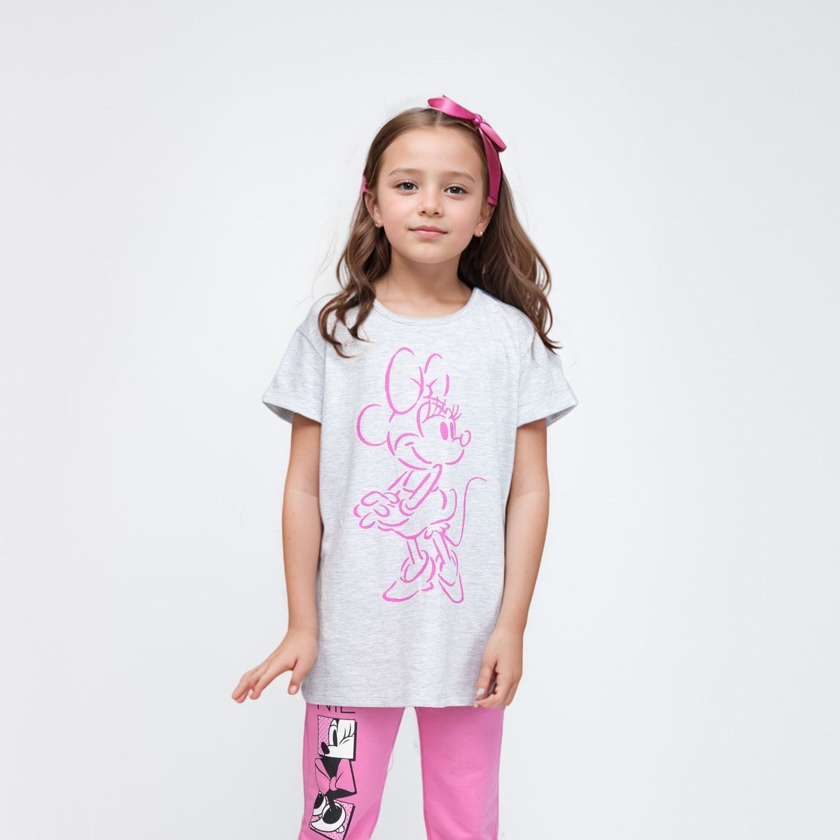 DISNEY - Polera Niña Minnie Dibujo Gris Disney