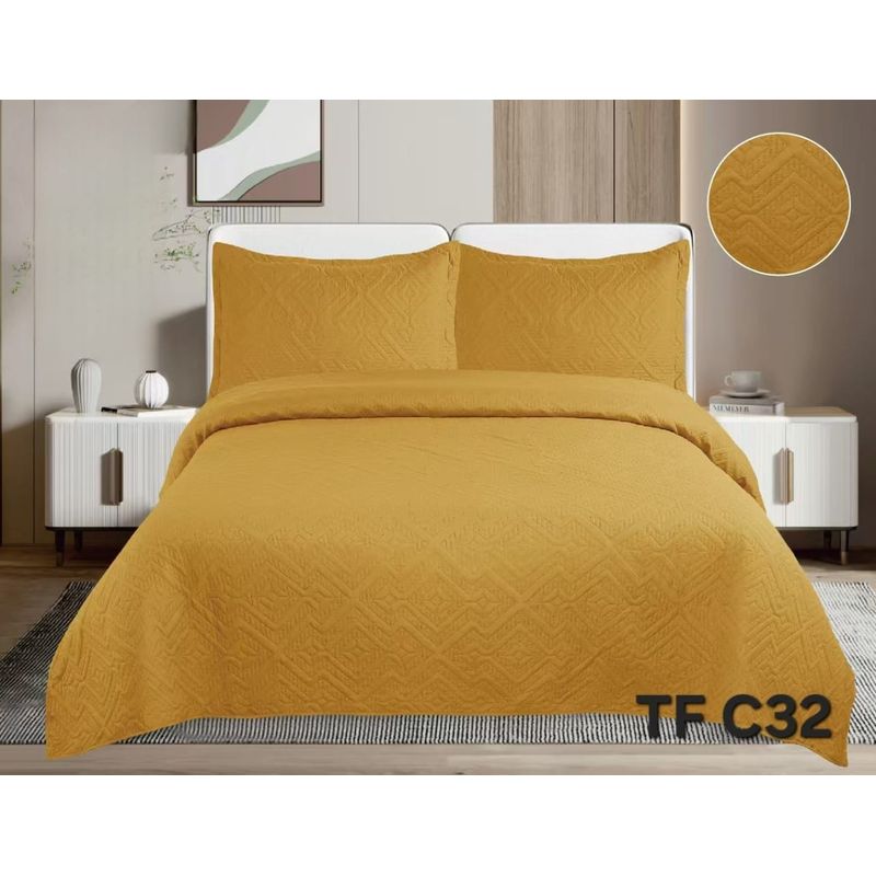 GENERICO - Quilt de Verano 2 plazas. Color Mostaza