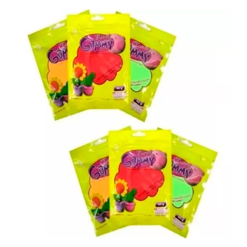 GENERICO - Pack 6 Masa Flexible Funny Gummy Moldeable