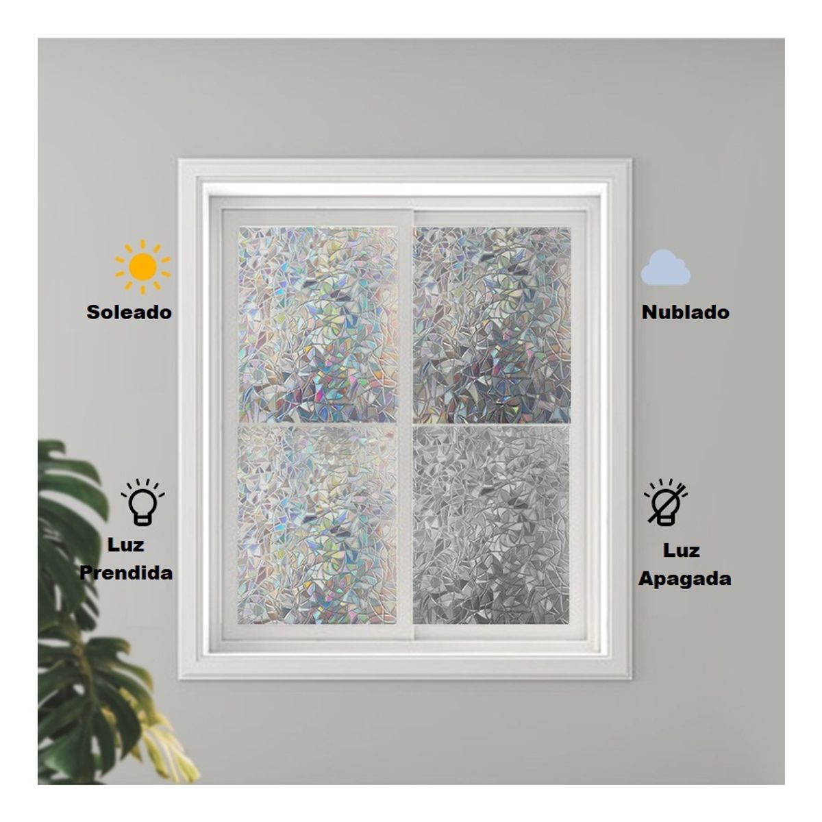 GENERICO - Rollo Ventana Adhesivo 2mtx45cm Prisma 3d Privacidad Uv