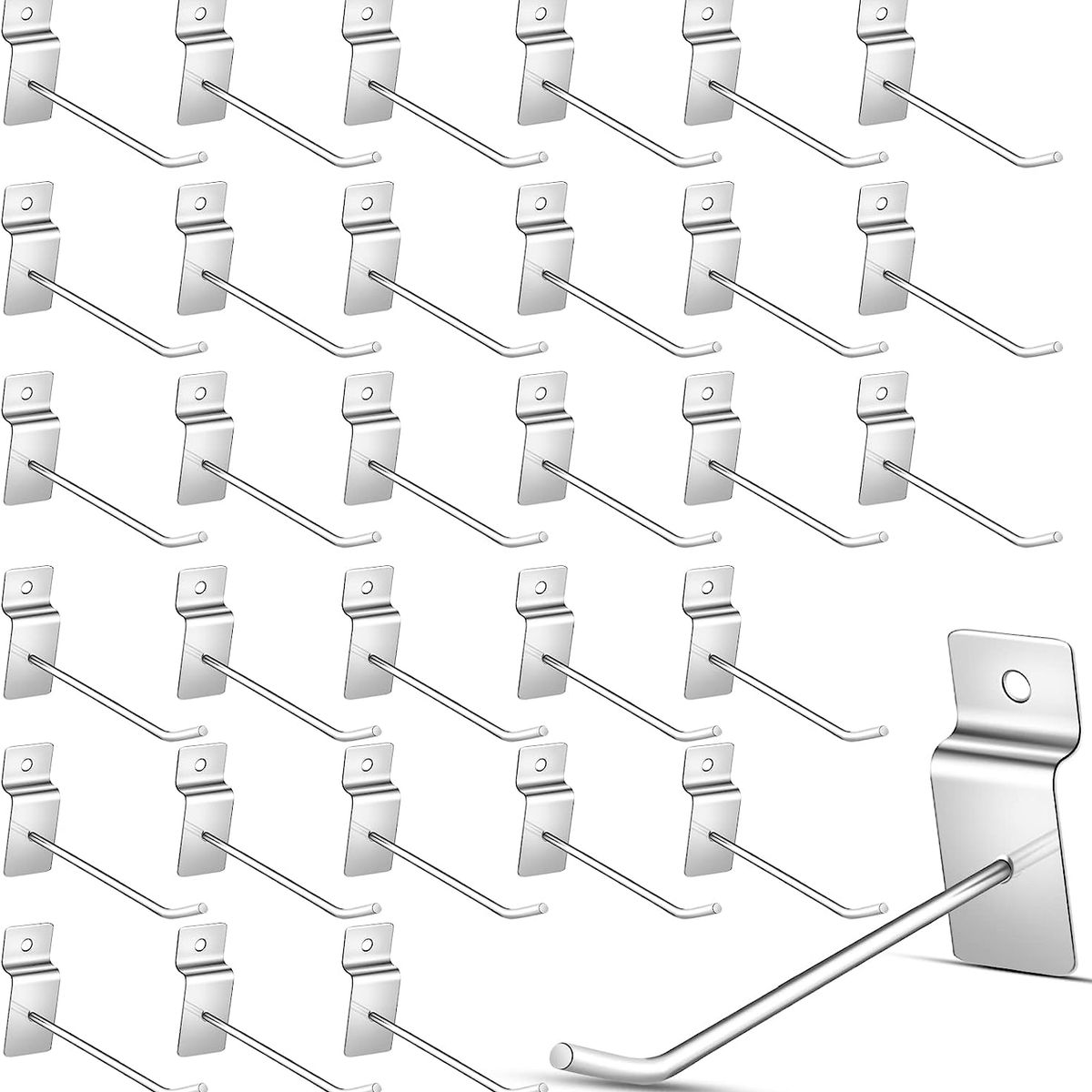 AIZO - 10cm Pack 50 Ganchos Gancheras Panel Ranurado 10cm Exhibidor