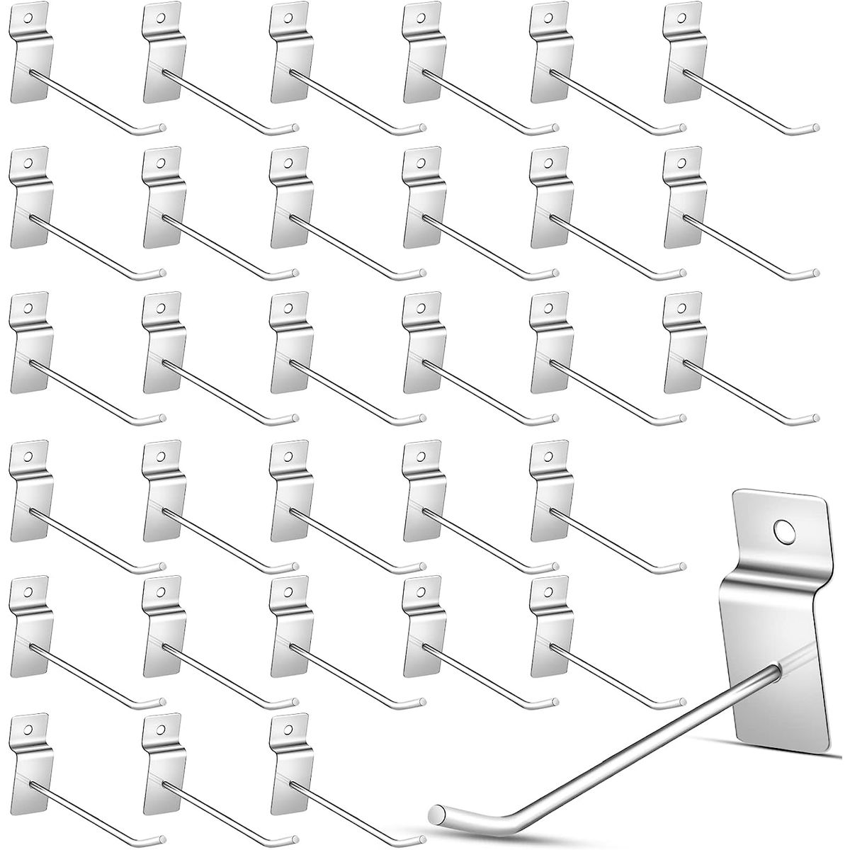 AIZO - 10cm Pack 50 Ganchos Gancheras Panel Ranurado 10cm Exhibidor