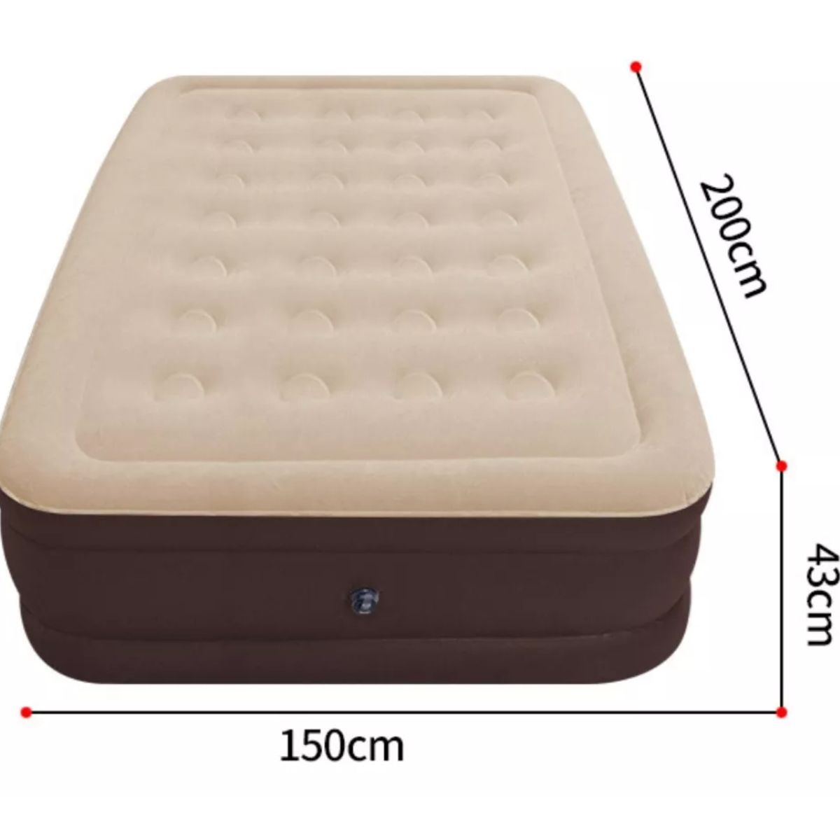 HOMER DESIGN - Colchón Inflable Eléctrico Queen Size 2 Plazas Beige 200x150x43cm