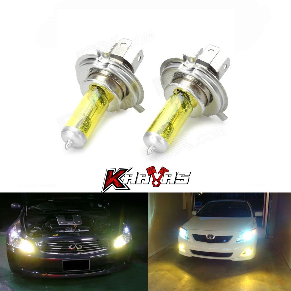 GENERICO - Par De Ampolletas Halogenas Amarillas H4 Corta Niebla Karvas
