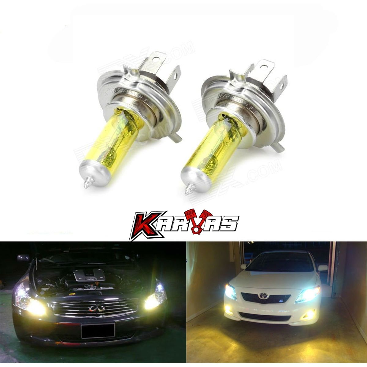 GENERICO - Par De Ampolletas Halogenas Amarillas H4 Corta Niebla Karvas