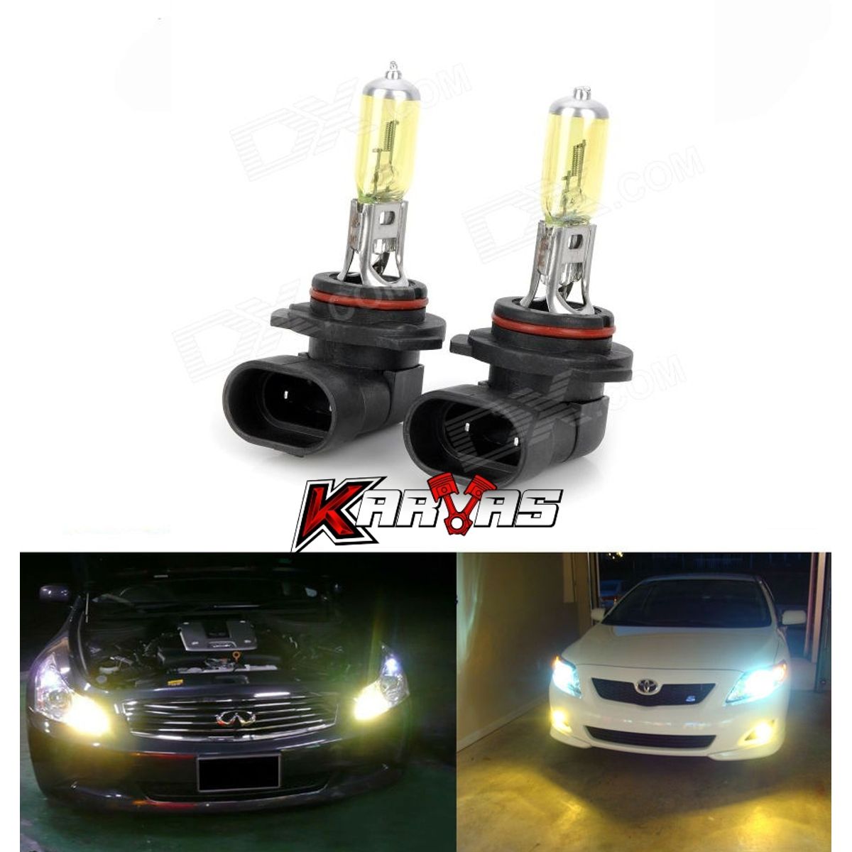 GENERICO - Par Ampolletas Halogenas Amarillas 9006 Corta Niebla Karvas