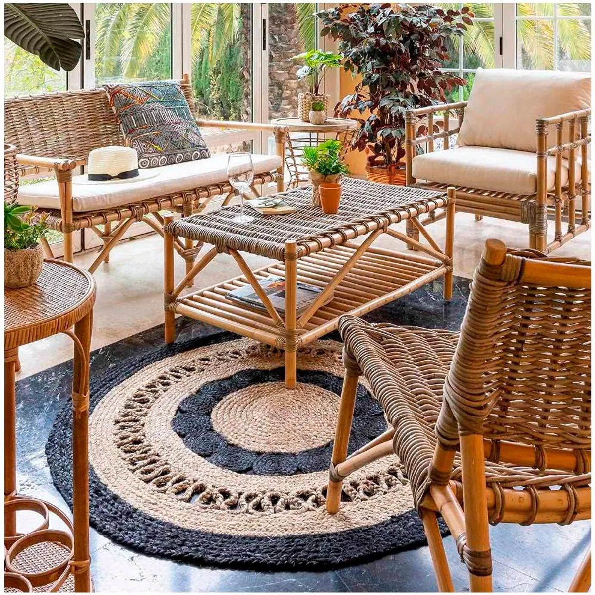 GENERICO - Alfombra redonda Yute  120CM.