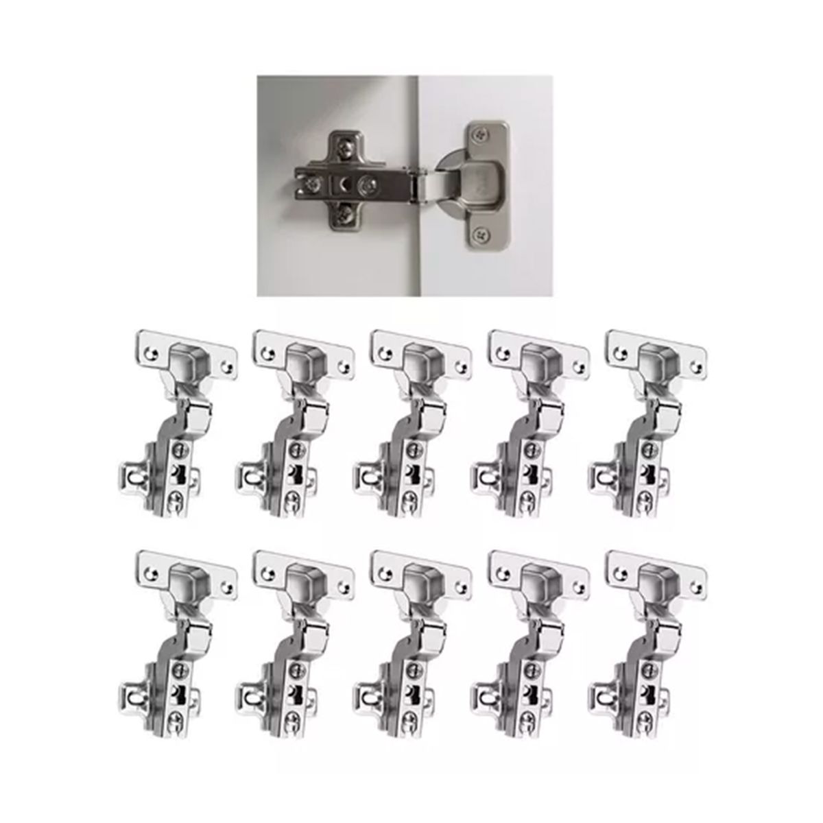 GENERICO - Set 10 Bisagras Rectas Cierre Suave 35 Mm
