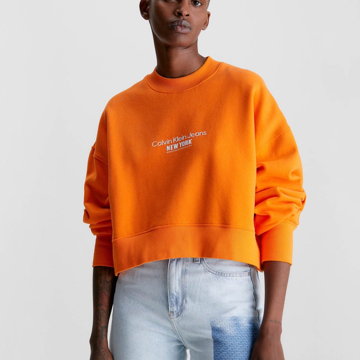 CALVIN KLEIN - Sudadera Cropped bordada Naranja Calvin Klein