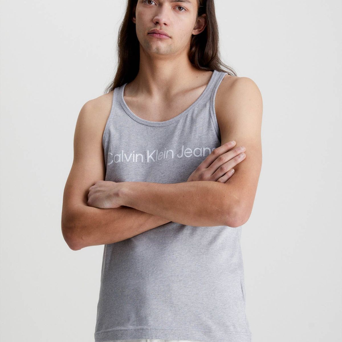 CALVIN KLEIN - Camiseta de tirantes con logo Gris Calvin Klein