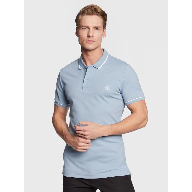 CALVIN KLEIN - Camisa tipo polo slim Celeste Calvin Klein