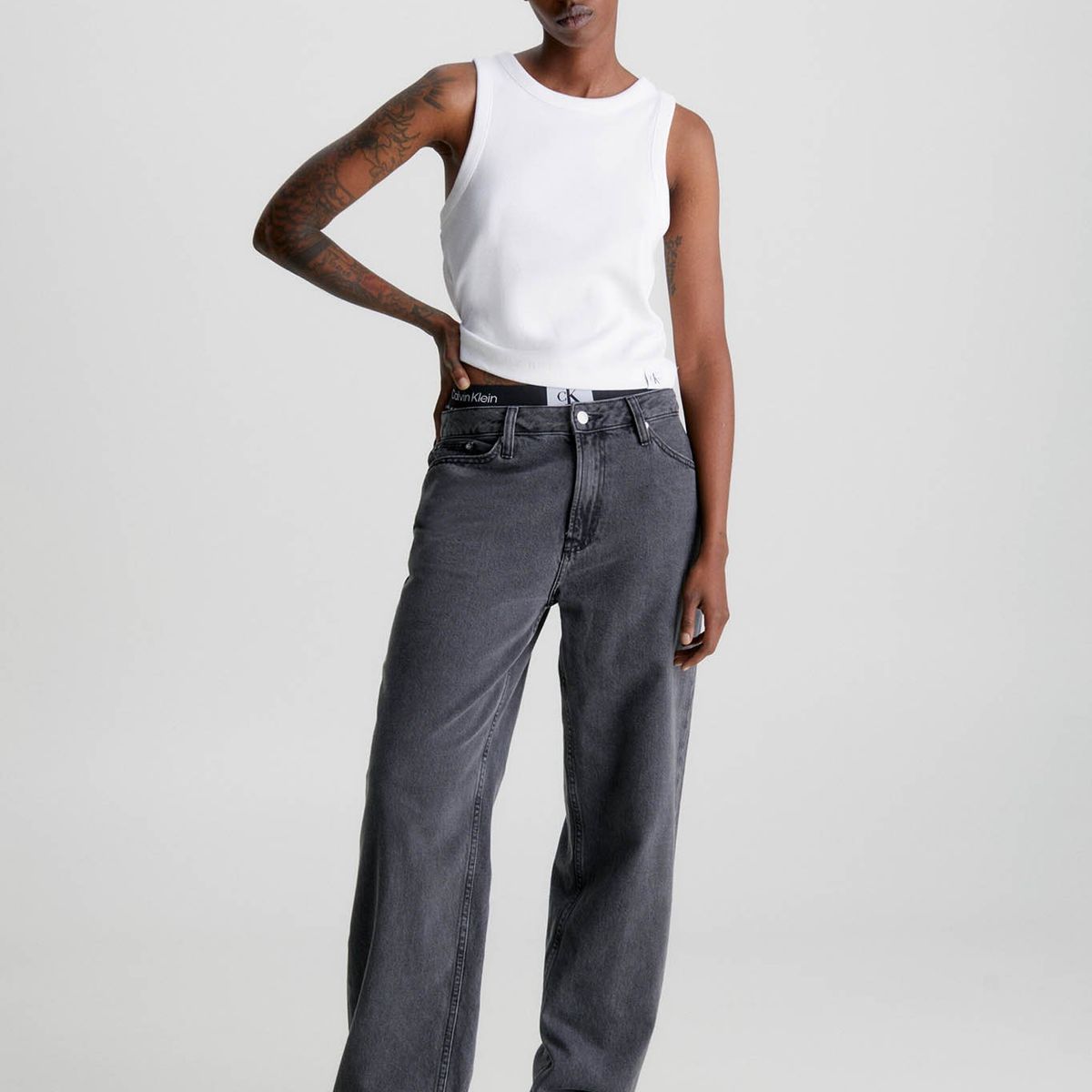 CALVIN KLEIN - Camiseta de tirantes de canalé de algodón Blanco Calvin Klein