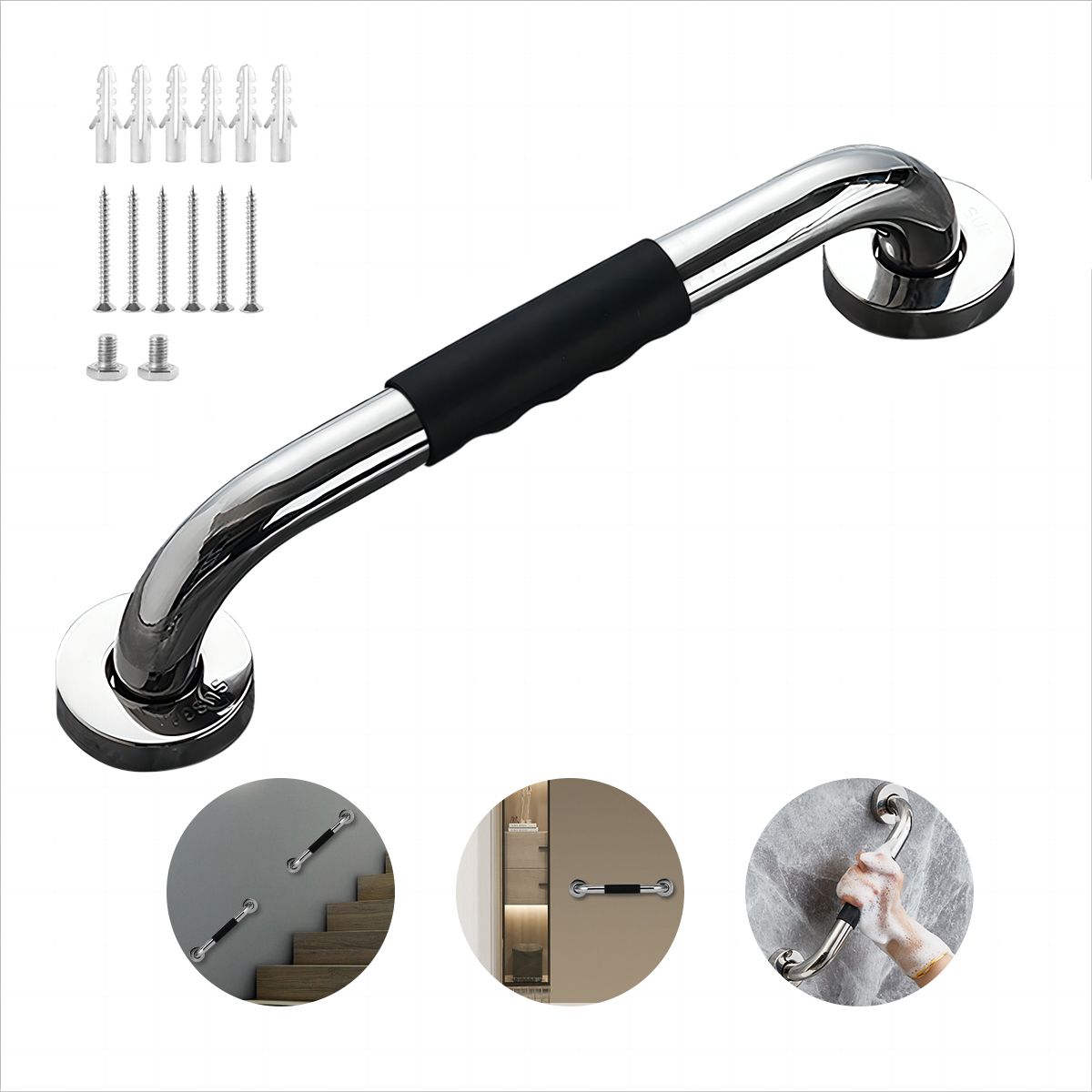 AIZO - 50cm Barra Agarre Inoxidable Baño Con Silicona Antideslizante 50cm