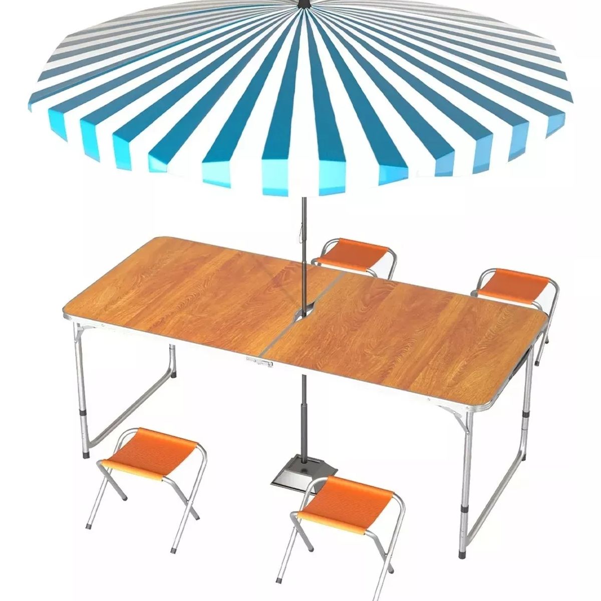 AIZO - Mesa Plegable Tipo Portafolio 1.20 M Con 4 Sillas Portátiles