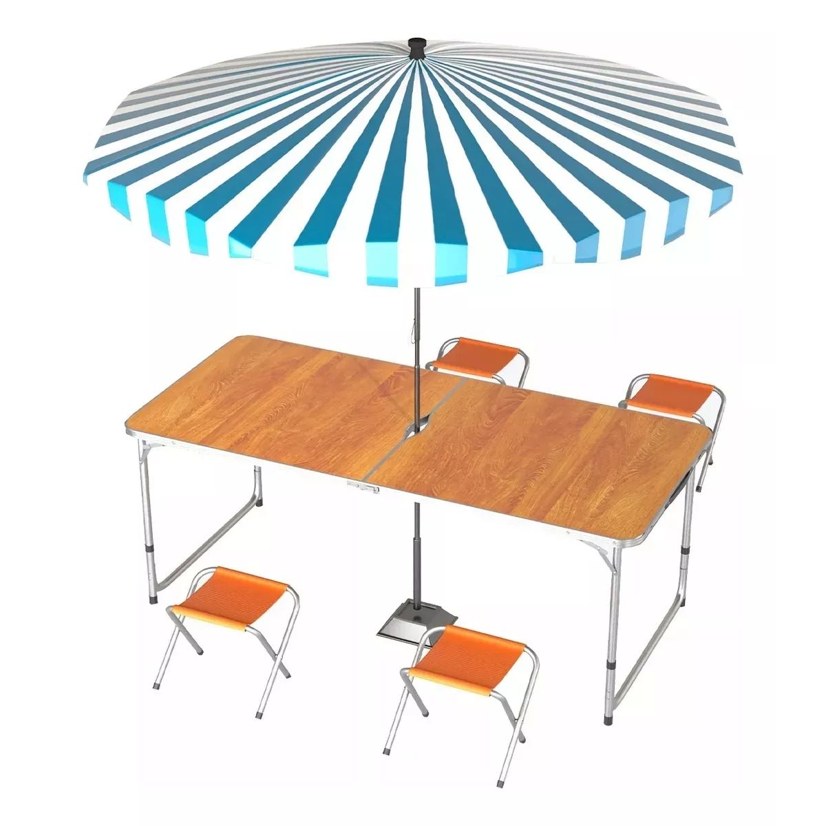 AIZO - Mesa Plegable Tipo Portafolio 1.20 M Con 4 Sillas Portátiles