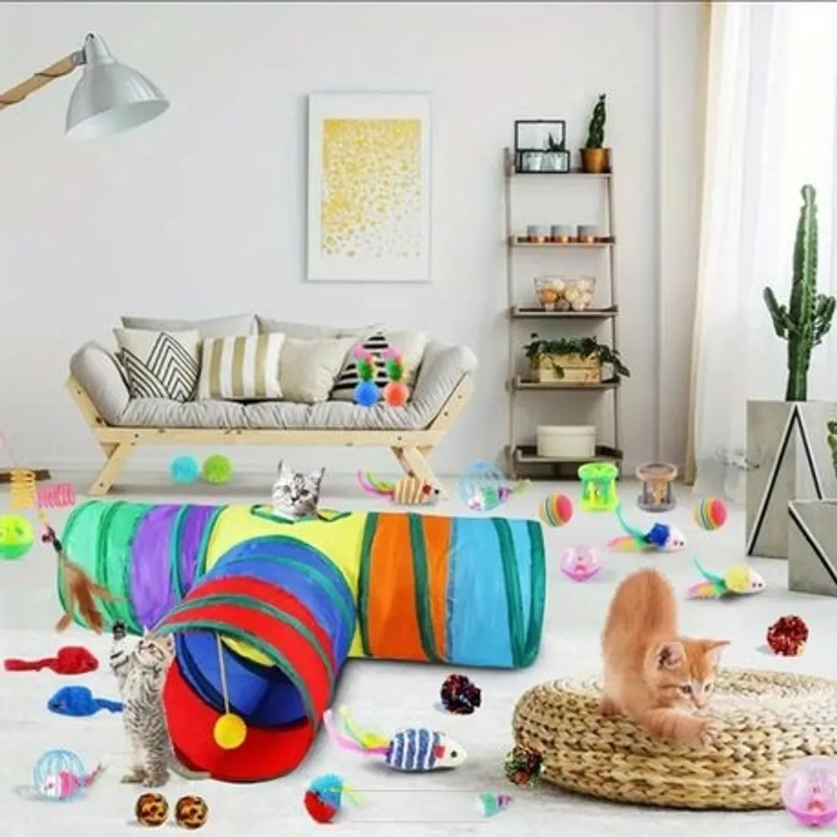 AIZO - T Juguetes Para Gatos Juego Tubo De Túnel 22pcs Bola Ratone