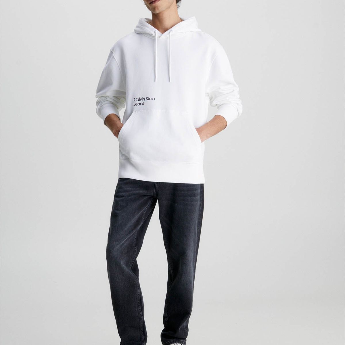 CALVIN KLEIN - Sudadera holgada con capucha y logo en la parte trasera Blanco Calvin Klein