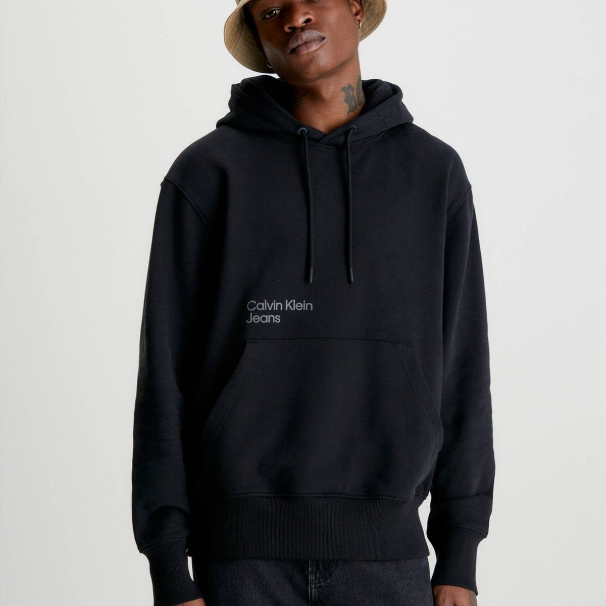 CALVIN KLEIN - Sudadera holgada con capucha y logo en la parte trasera Negro Calvin Klein