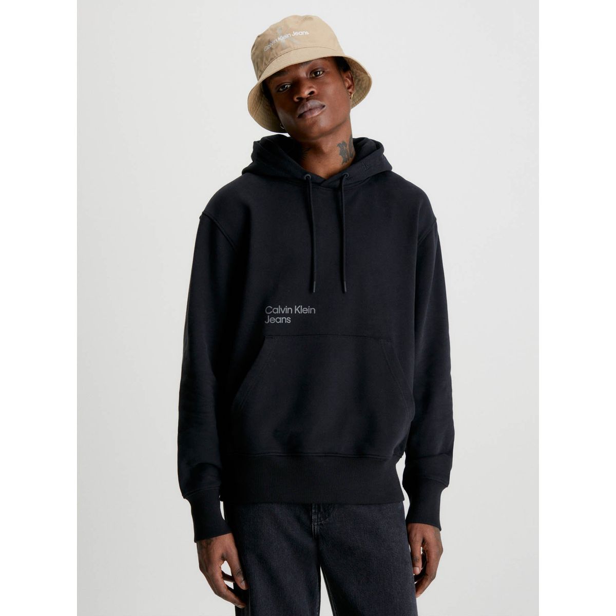 CALVIN KLEIN - Sudadera holgada con capucha y logo en la parte trasera Negro Calvin Klein