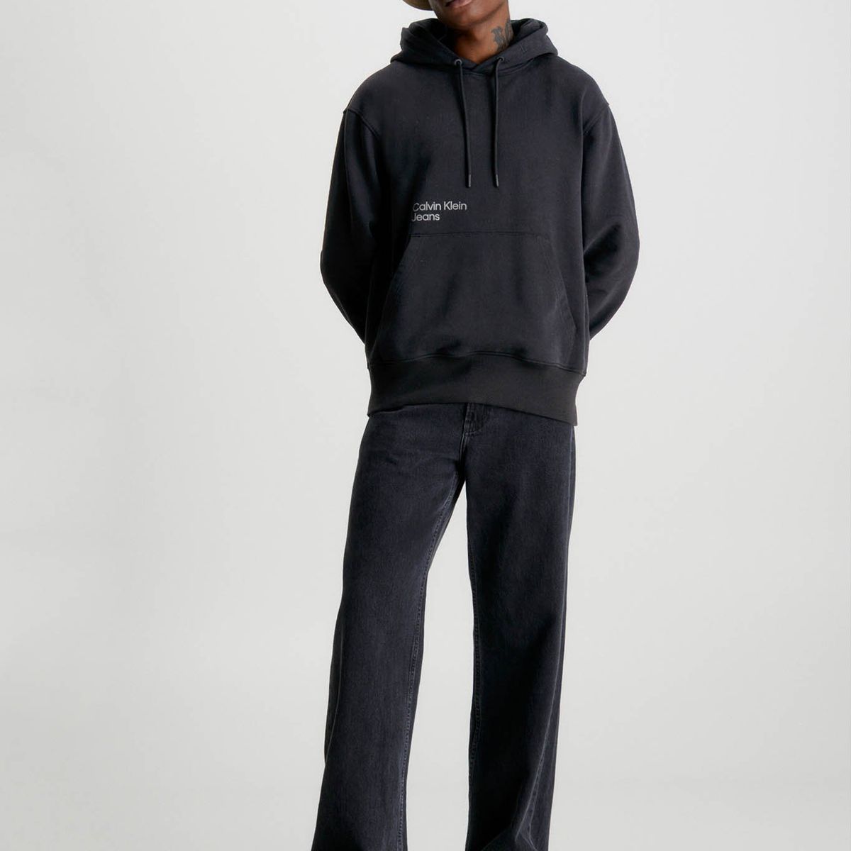 CALVIN KLEIN - Sudadera holgada con capucha y logo en la parte trasera Negro Calvin Klein