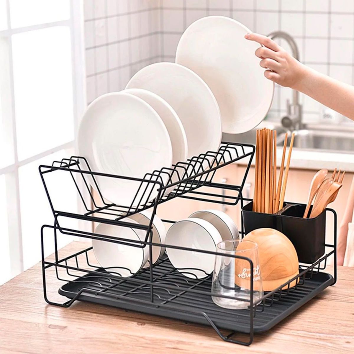 SANTU HOME & DECO - Secaplatos Escurridor Desmontable 2 Niveles