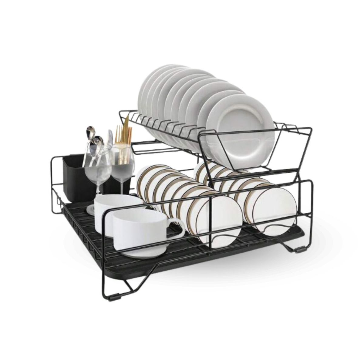 SANTU HOME & DECO - Secaplatos Escurridor Desmontable 2 Niveles