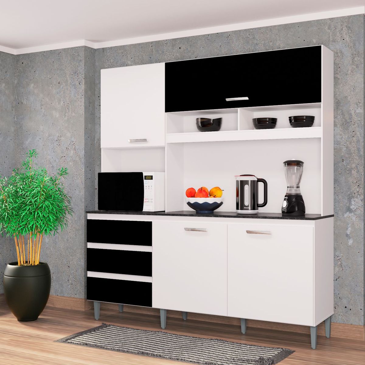 TAHUARI - Mueble de cocina Florencia blanconegro