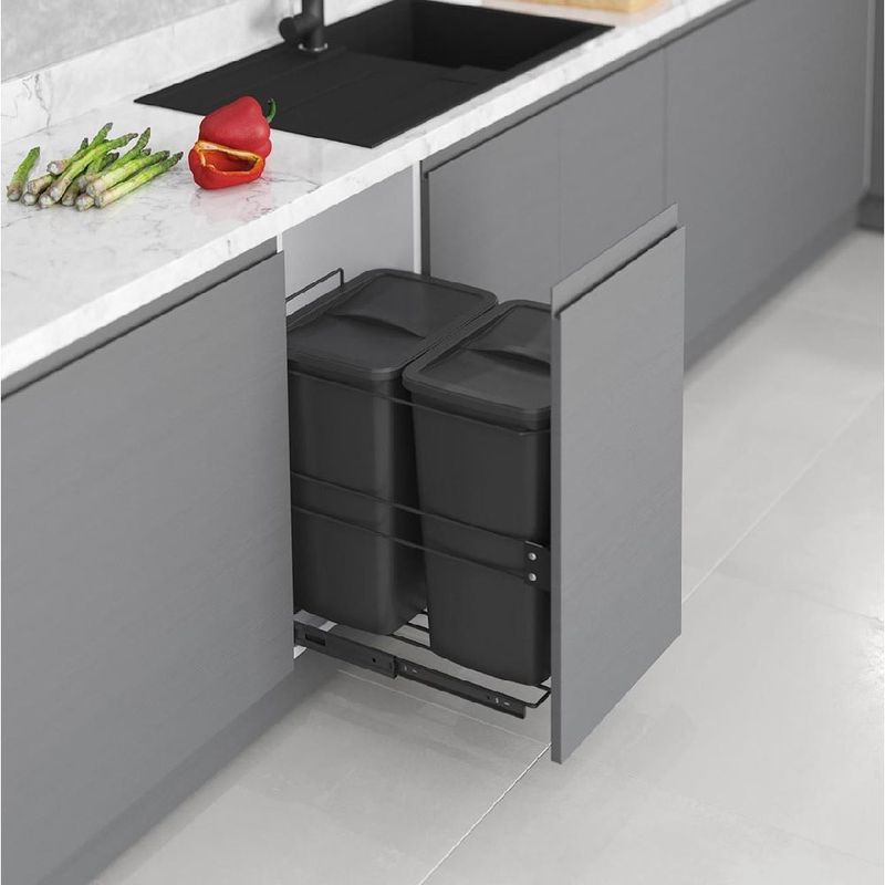 HBT - Basurero 2x35L para Frente Con Cierre Suave 400 mm Antracita