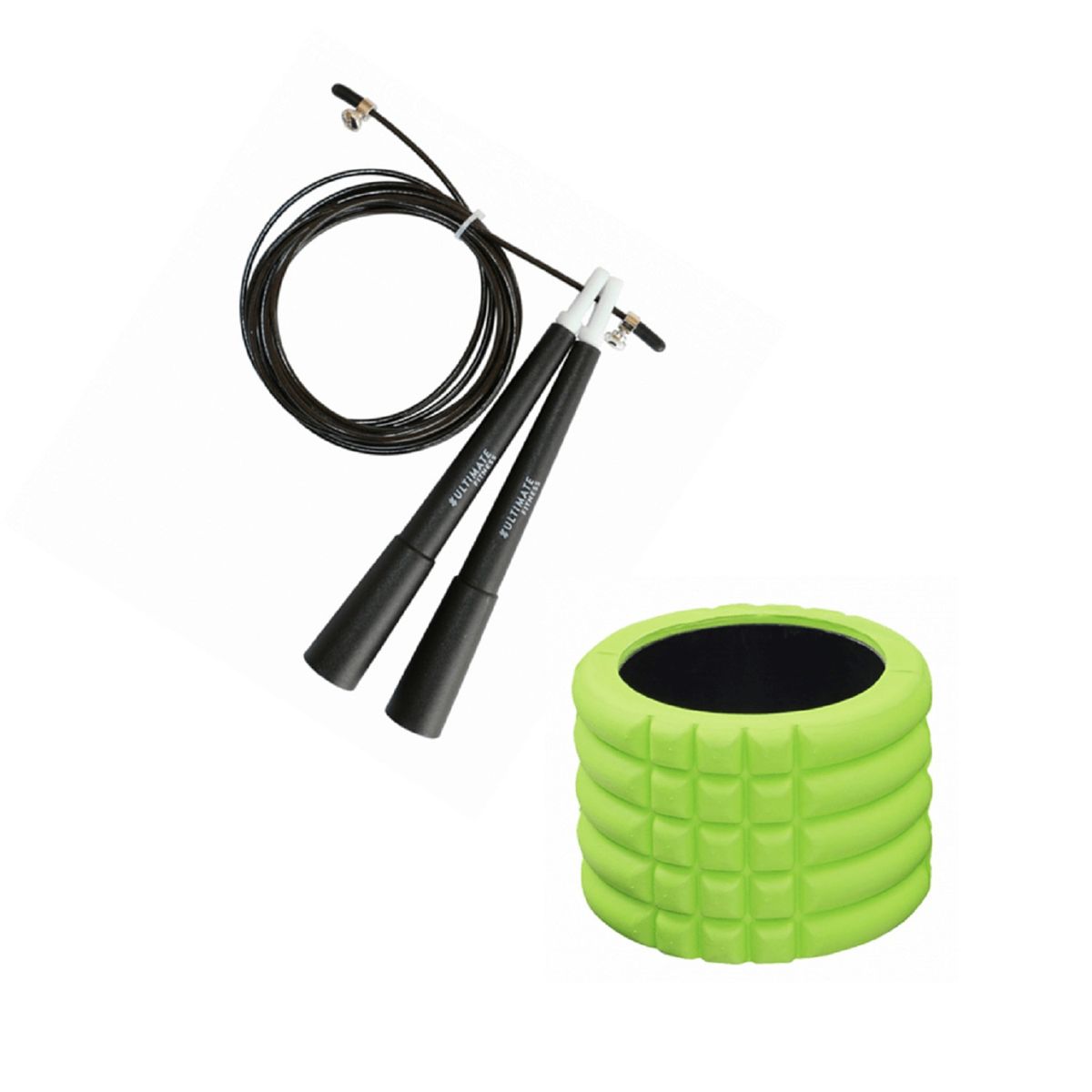 ULTIMATE FITNESS - MINI FOAM ROLLER CILINDRO MASAJEADOR  CUERDA DE SALTO SLIM