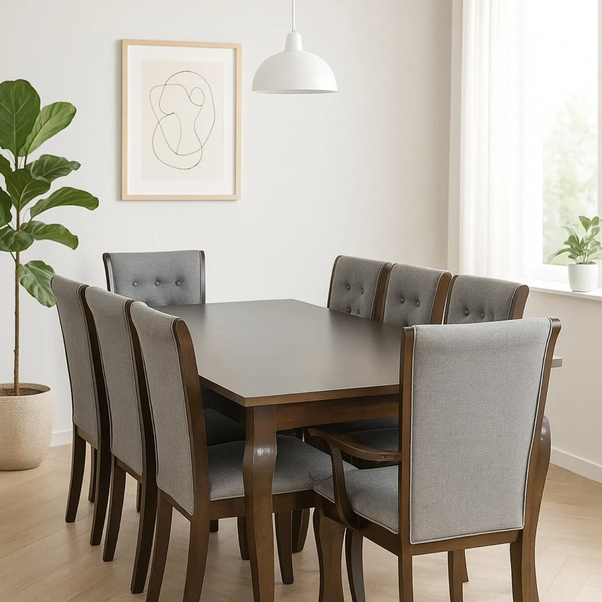 SWEET HOGAR - Comedor madera con 8 sillas modelo Montreal