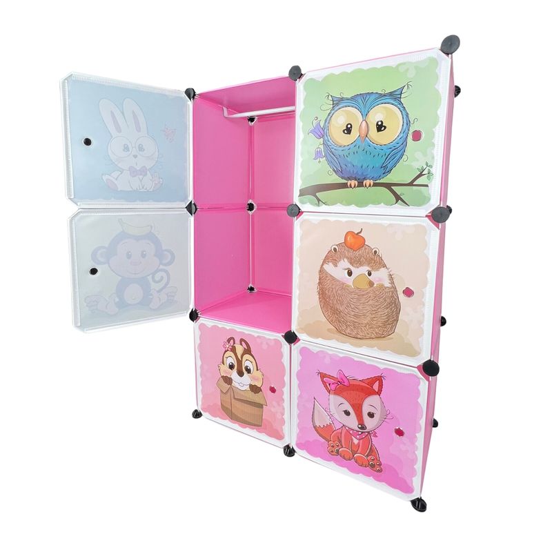 SANTU HOME & DECO - Closet Infantil Armable Rosado Diseño Animales