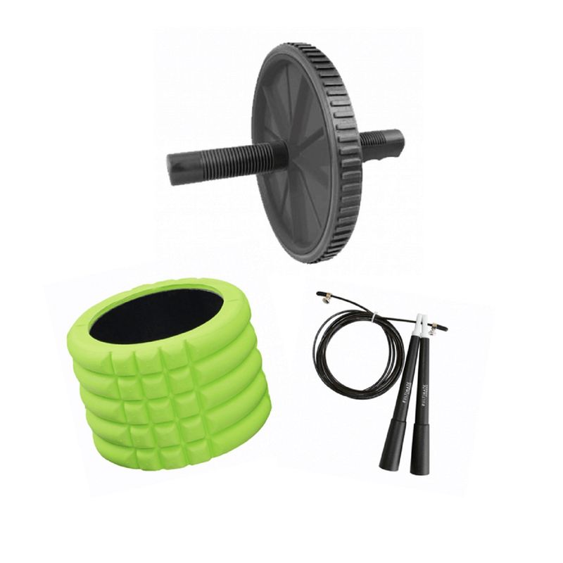 ULTIMATE FITNESS - MINI CILINDRO MASAJEADOR  RUEDA ABDOMINALES CUERDA SALTO S