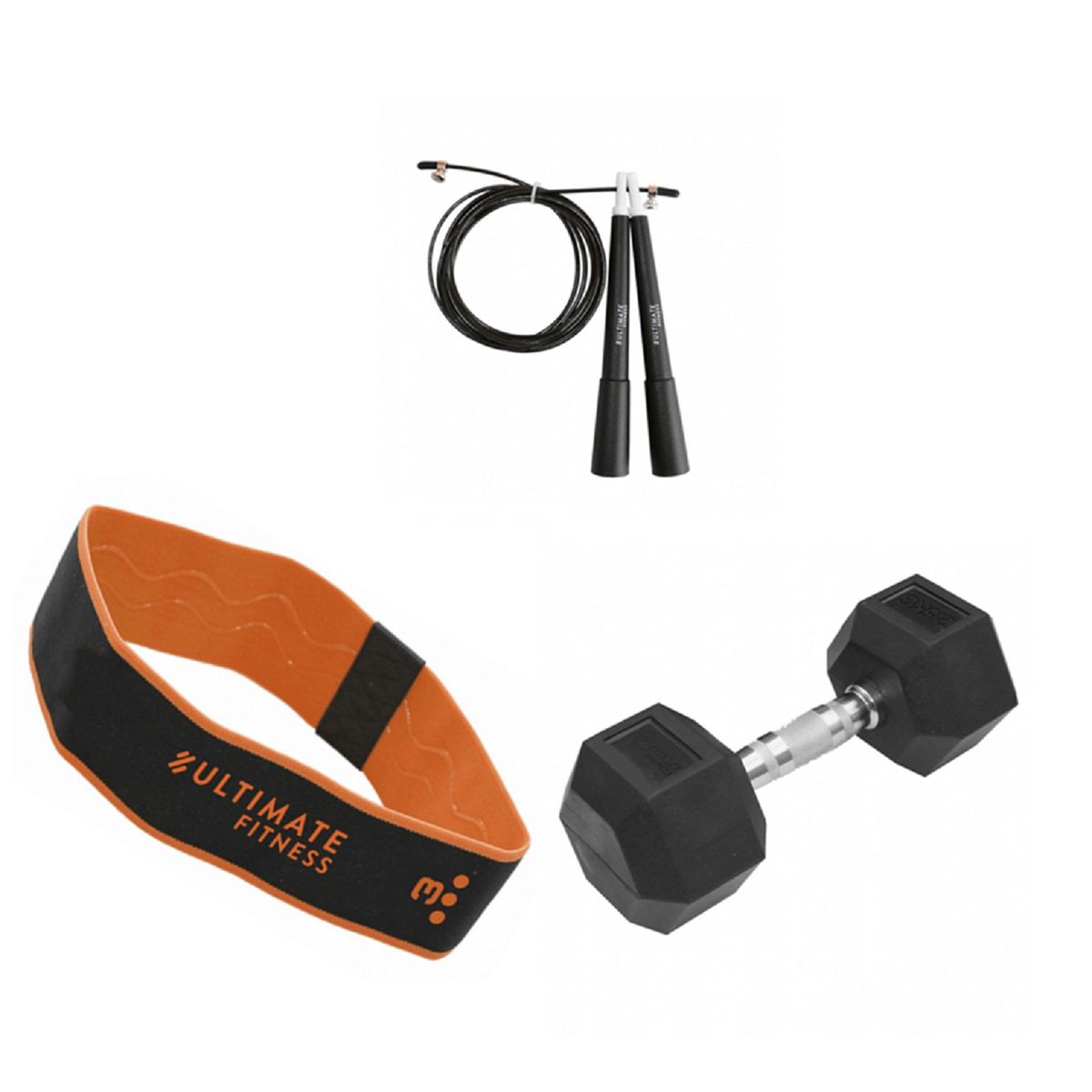 ULTIMATE FITNESS - BANDA ELÁSTICA GHLR3-B  MANCUERNA HL 25KG  CUERDA SALTO S